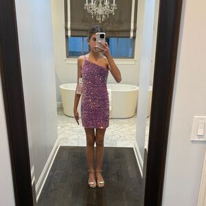 Elegant Purple Sequin One-Shoulder Dress